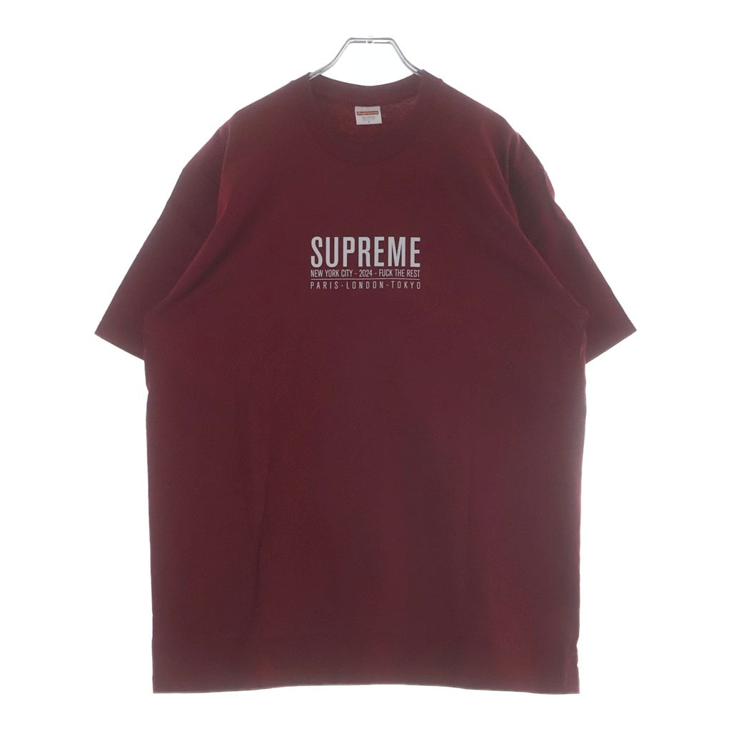 SUPREME(シュプリーム) 24SS Paris Tee パリス ロゴデザイン クルーネック カットソー 半袖Tシャツ レッド
