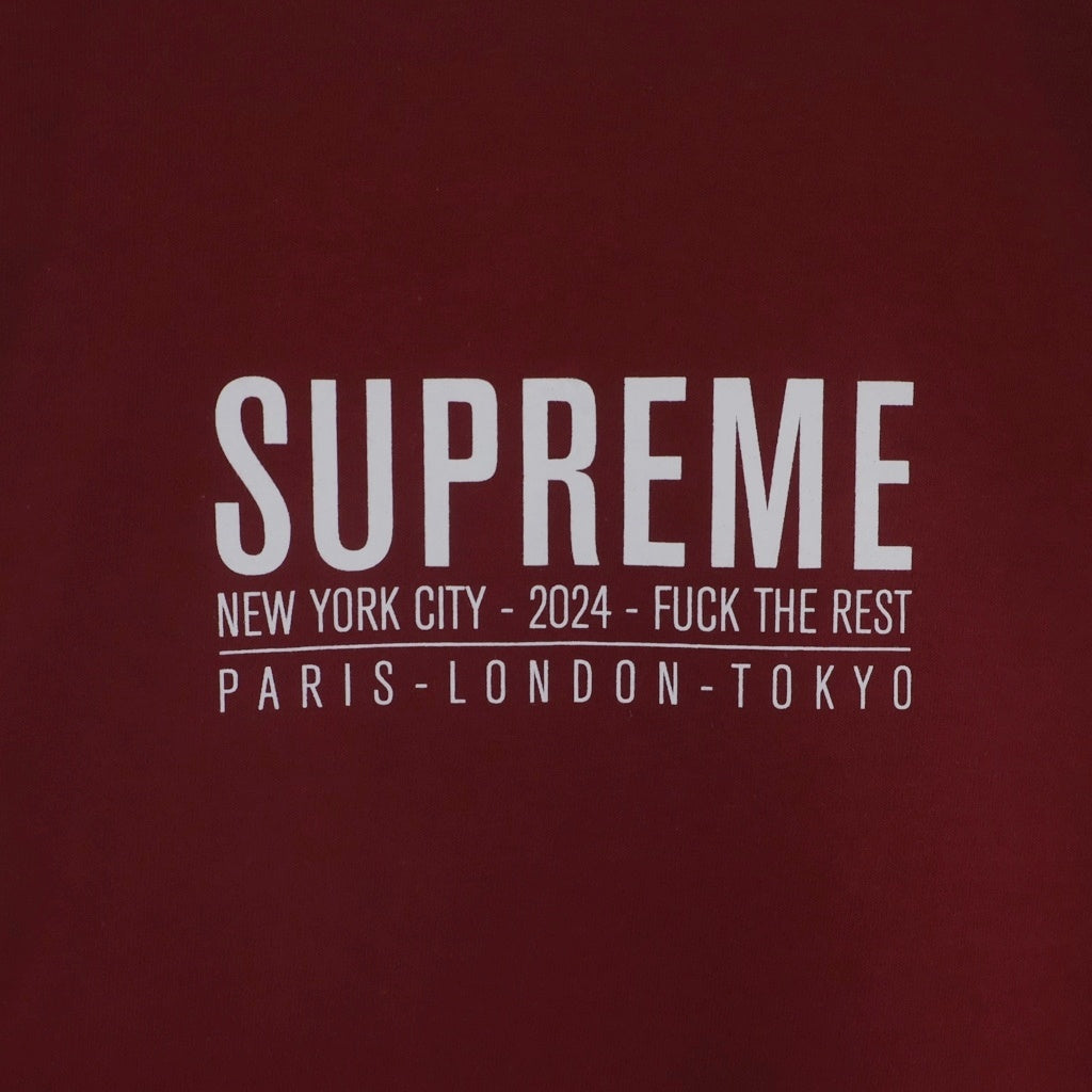 SUPREME(シュプリーム) 24SS Paris Tee パリス ロゴデザイン クルーネック カットソー 半袖Tシャツ レッド