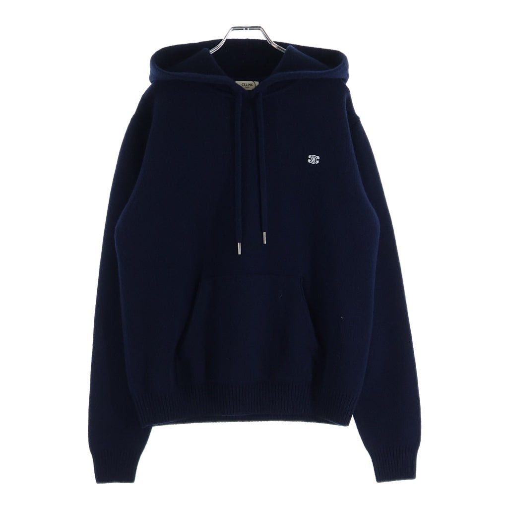CELINE(セリーヌ) トリンオフロゴ カシミヤ フーデッド スウェット パーカー ネイビー 2AC87048T