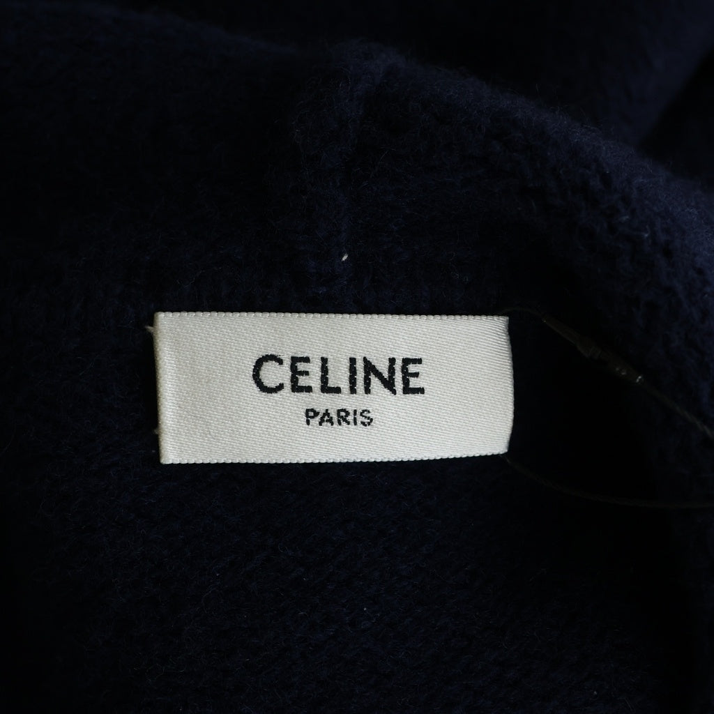 CELINE(セリーヌ) トリンオフロゴ カシミヤ フーデッド スウェット パーカー ネイビー 2AC87048T