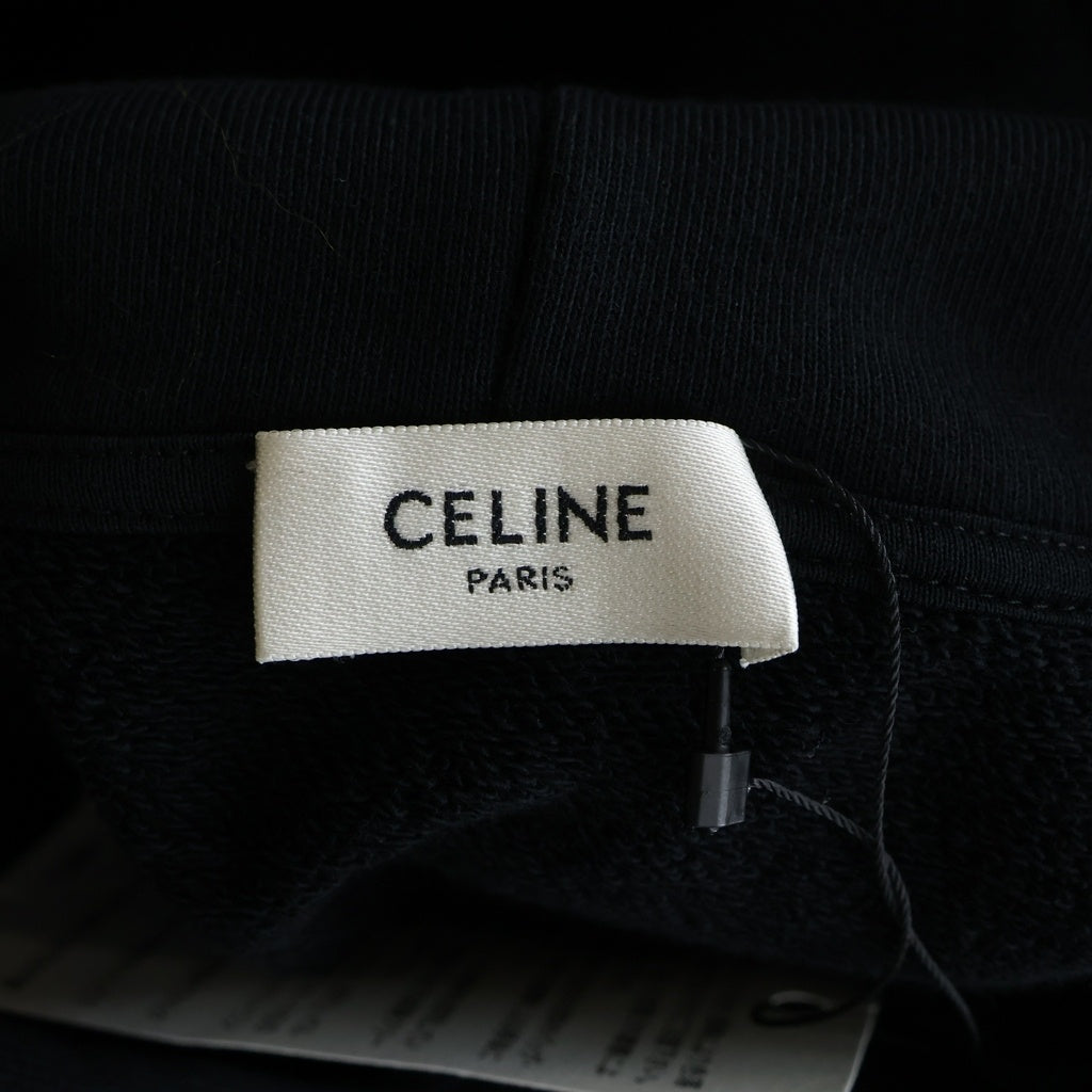 CELINE(セリーヌ) OVERSIZED HOODIE オーバーサイズ ロゴデザイン フーデッド スウェット パーカー ブラック RY07W670Q.38AW