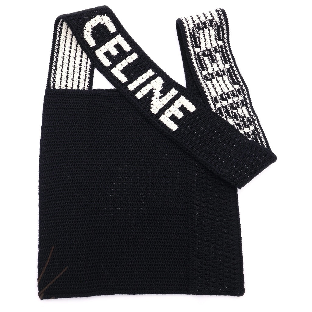 CELINE(セリーヌ) CROCHETED COTTON ロゴデザイン コットン トートバッグ クロッシェ ブラック 2ADCS817X.38EC