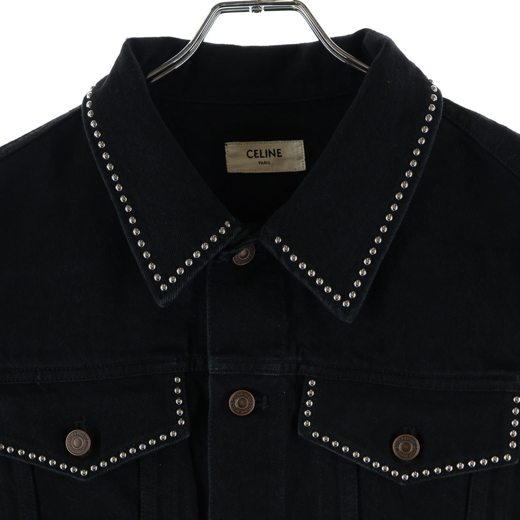 CELINE(セリーヌ) 22SS スタッズ装飾 カットオフ デニムベスト ブラック 2Q438626Q