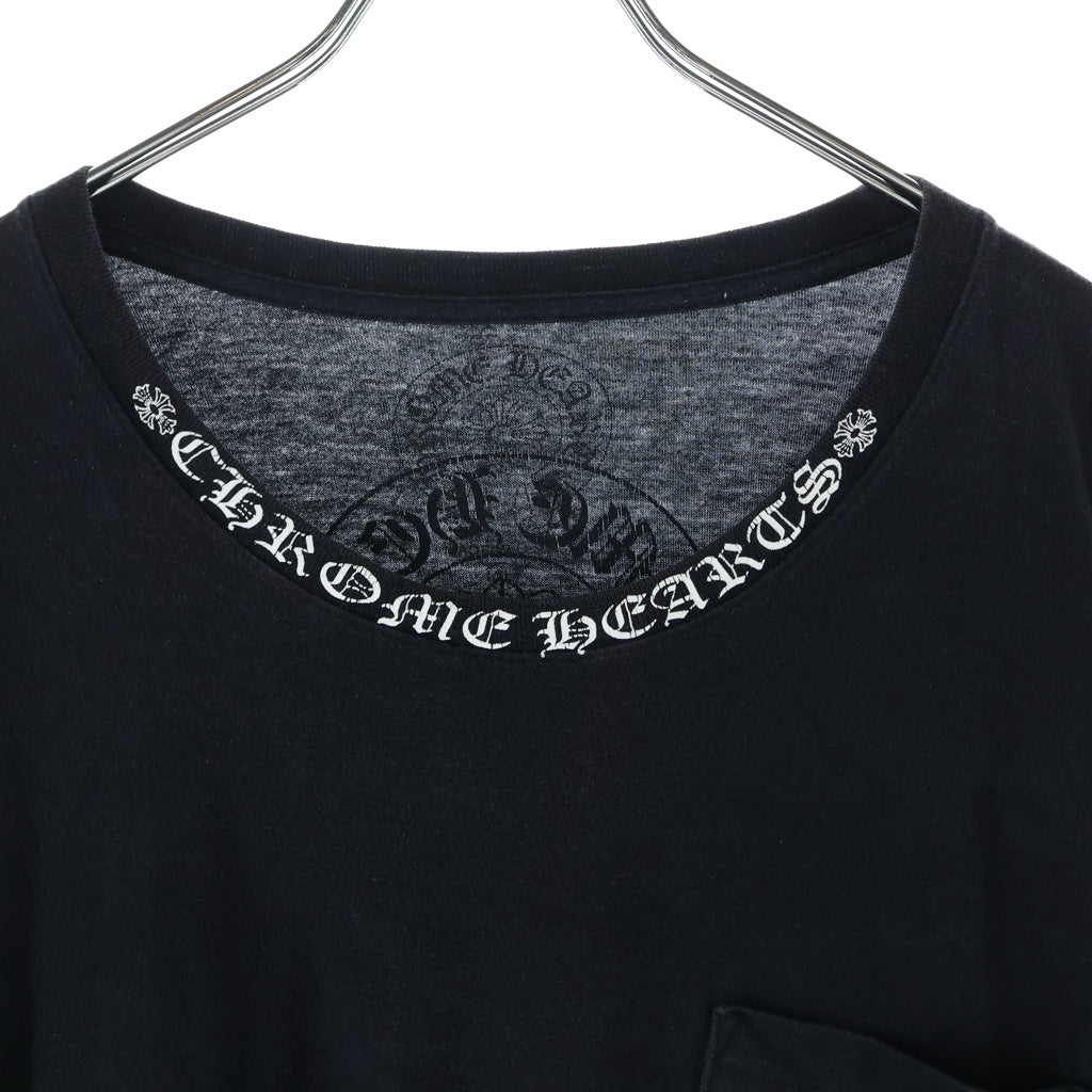 CHROME HEARTS(クロムハーツ) NECK LOGO L/S TEE ネックロゴ アームフローラル クルーネック カットソー 長袖Tシャツ ブラック