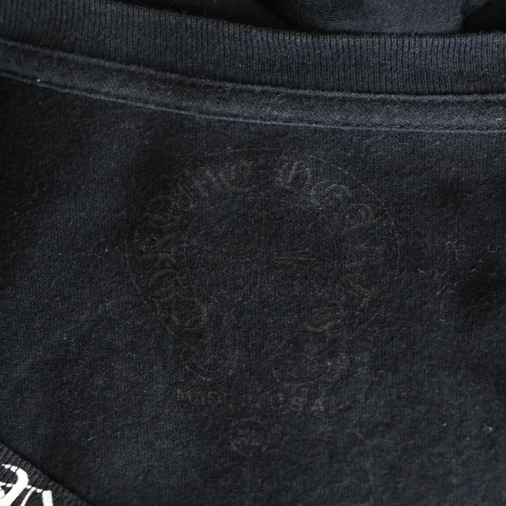 CHROME HEARTS(クロムハーツ) NECK LOGO L/S TEE ネックロゴ アームフローラル クルーネック カットソー 長袖Tシャツ ブラック