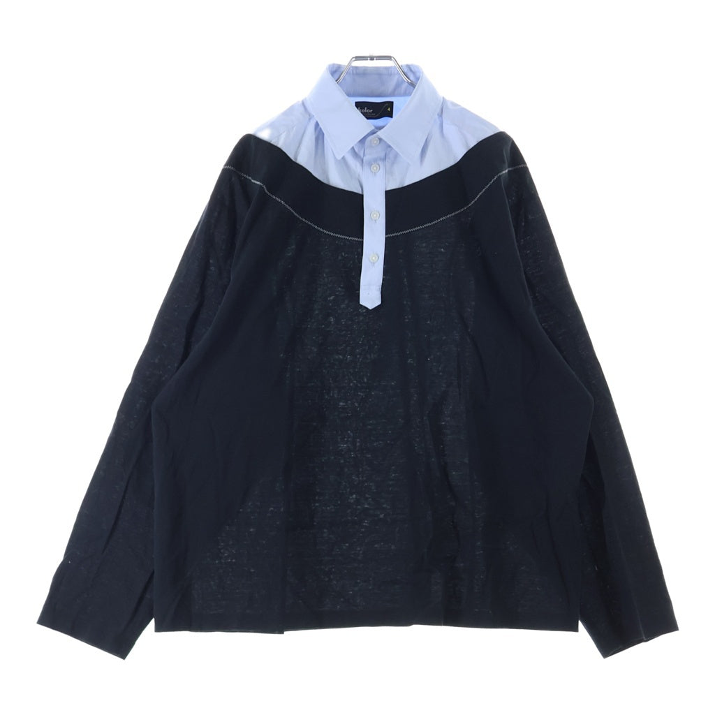 kolor(カラー) レイヤードデザイン コットン 長袖シャツ ブルー/ブラック 26CSM-T02202
