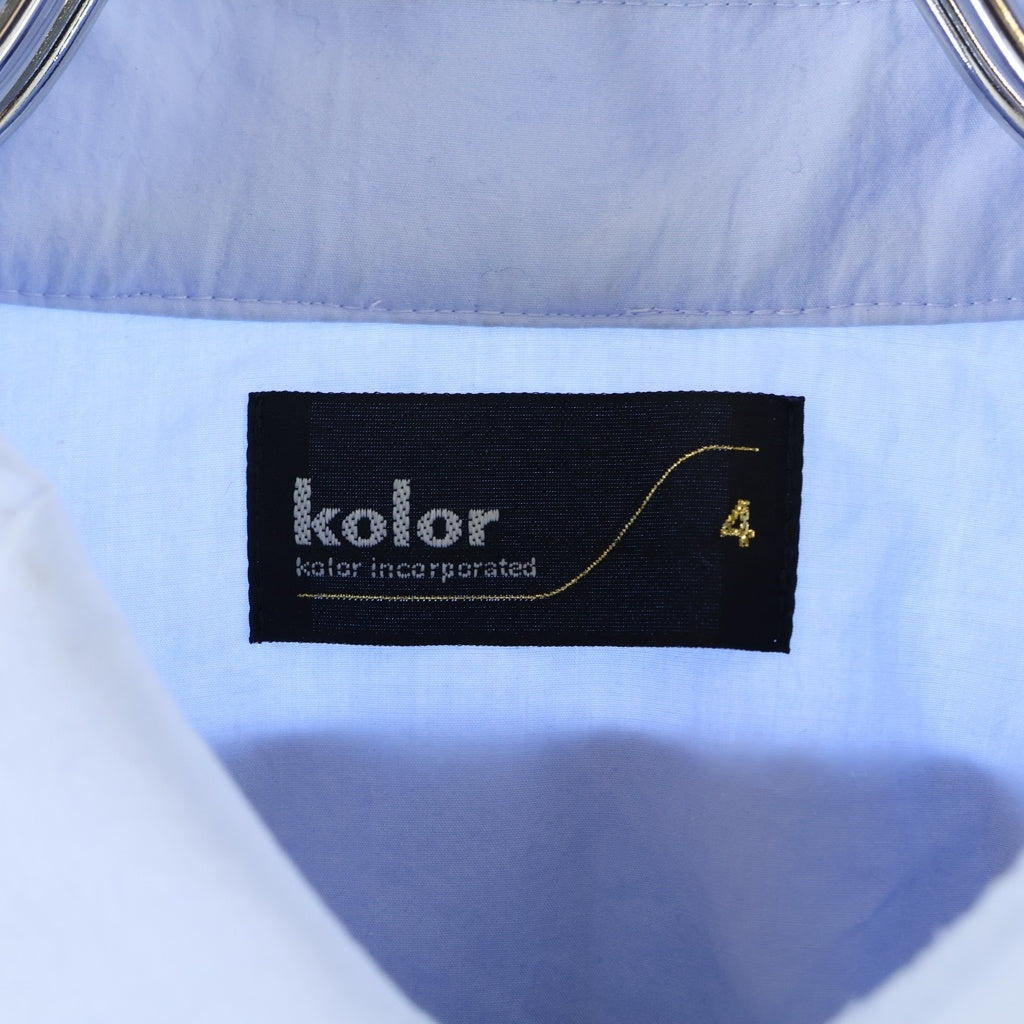kolor(カラー) レイヤードデザイン コットン 長袖シャツ ブルー/ブラック 26CSM-T02202