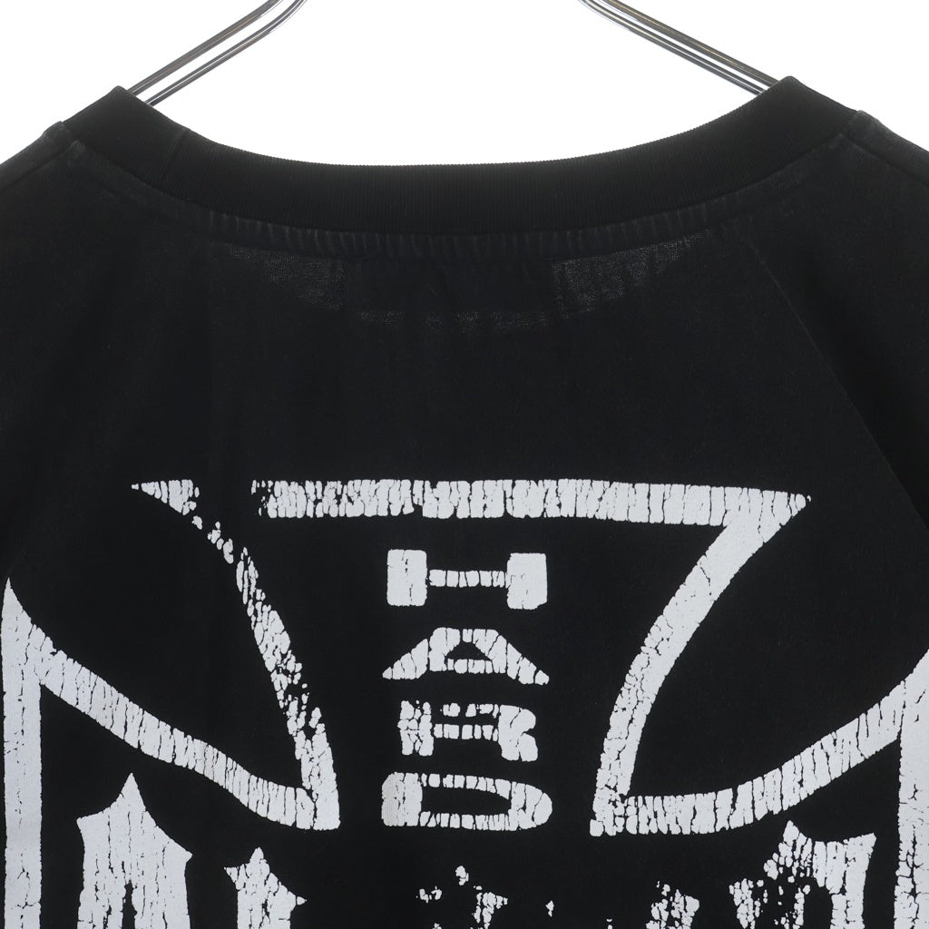 Alice Hollywood(アリス ハリウッド) フロントロゴデザイン アーム切り替え クルーネック カットソー 長袖Tシャツ ブラック