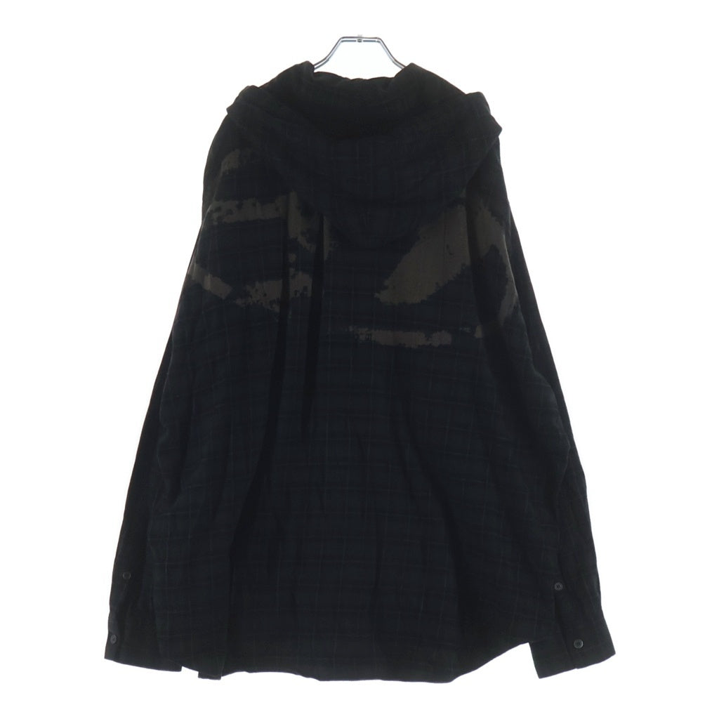 DIESEL(ディーゼル) バックロゴデザイン チェック柄 フーデッド 長袖シャツ ブラック A16214