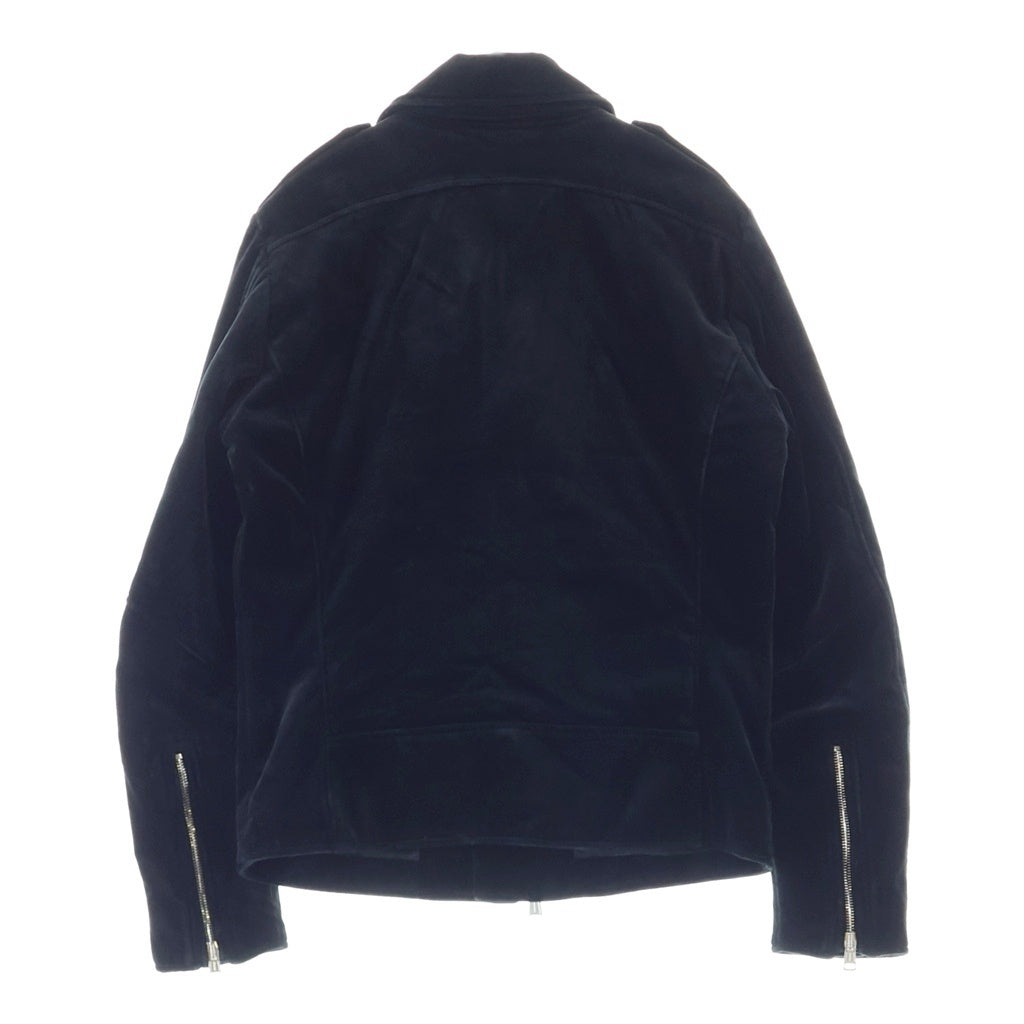1 PIU 1 UGUALE 3 RELAX(ウノピゥウノウグァーレトレ) ITALY VELVETEEN RIDERS JACKET イタリー ベルベティーン ダブルライダースジャケット ブラック