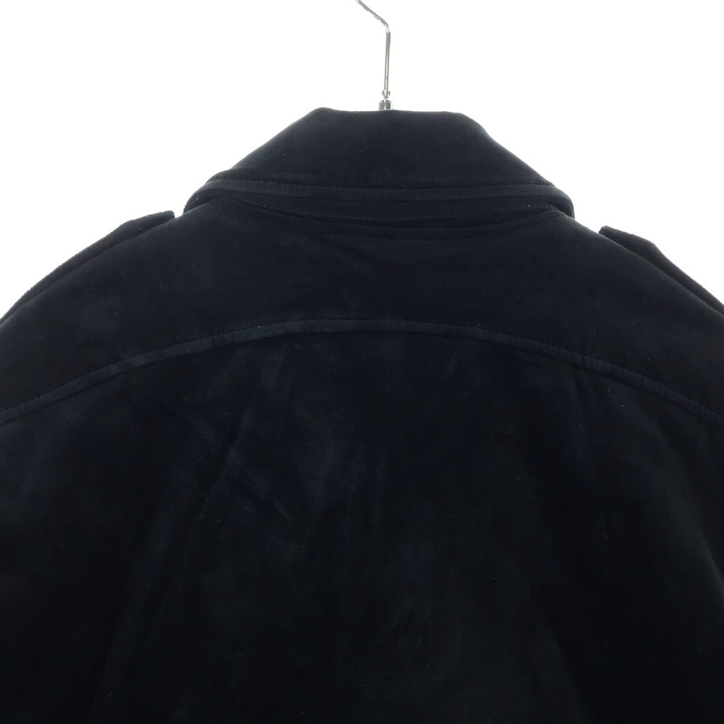 1 PIU 1 UGUALE 3 RELAX(ウノピゥウノウグァーレトレ) ITALY VELVETEEN RIDERS JACKET イタリー ベルベティーン ダブルライダースジャケット ブラック