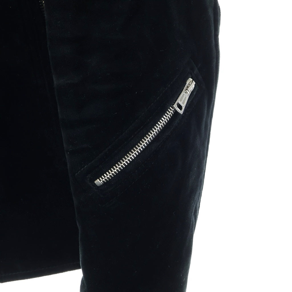 1 PIU 1 UGUALE 3 RELAX(ウノピゥウノウグァーレトレ) ITALY VELVETEEN RIDERS JACKET イタリー ベルベティーン ダブルライダースジャケット ブラック