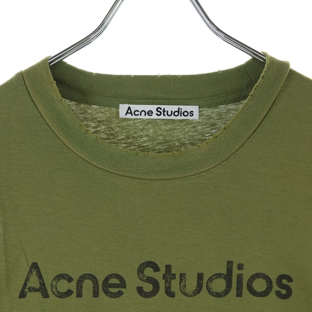 Acne Studios(アクネ ストゥディオズ) 1996 フロントロゴプリント 半袖Tシャツ カットソー カーキ FN-UX-TSHI000013