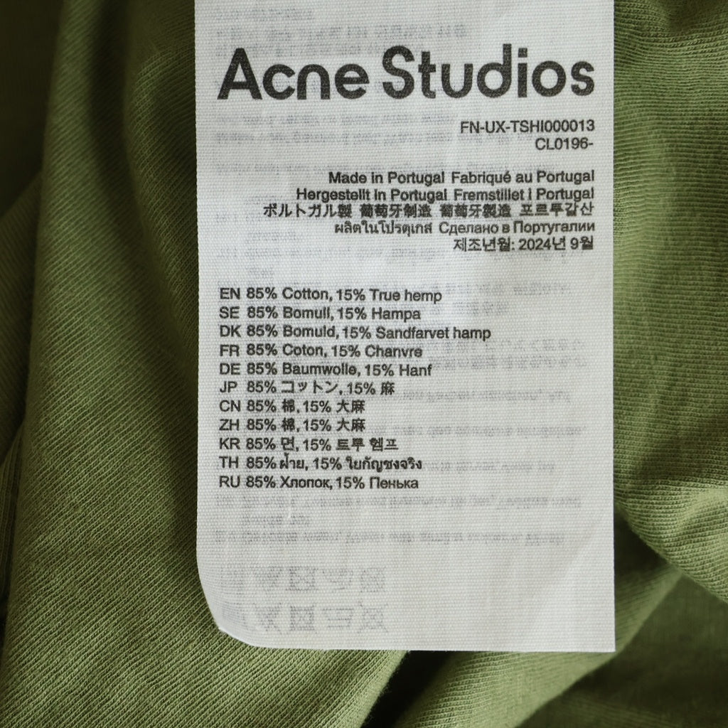 Acne Studios(アクネ ストゥディオズ) 1996 フロントロゴプリント 半袖Tシャツ カットソー カーキ FN-UX-TSHI000013