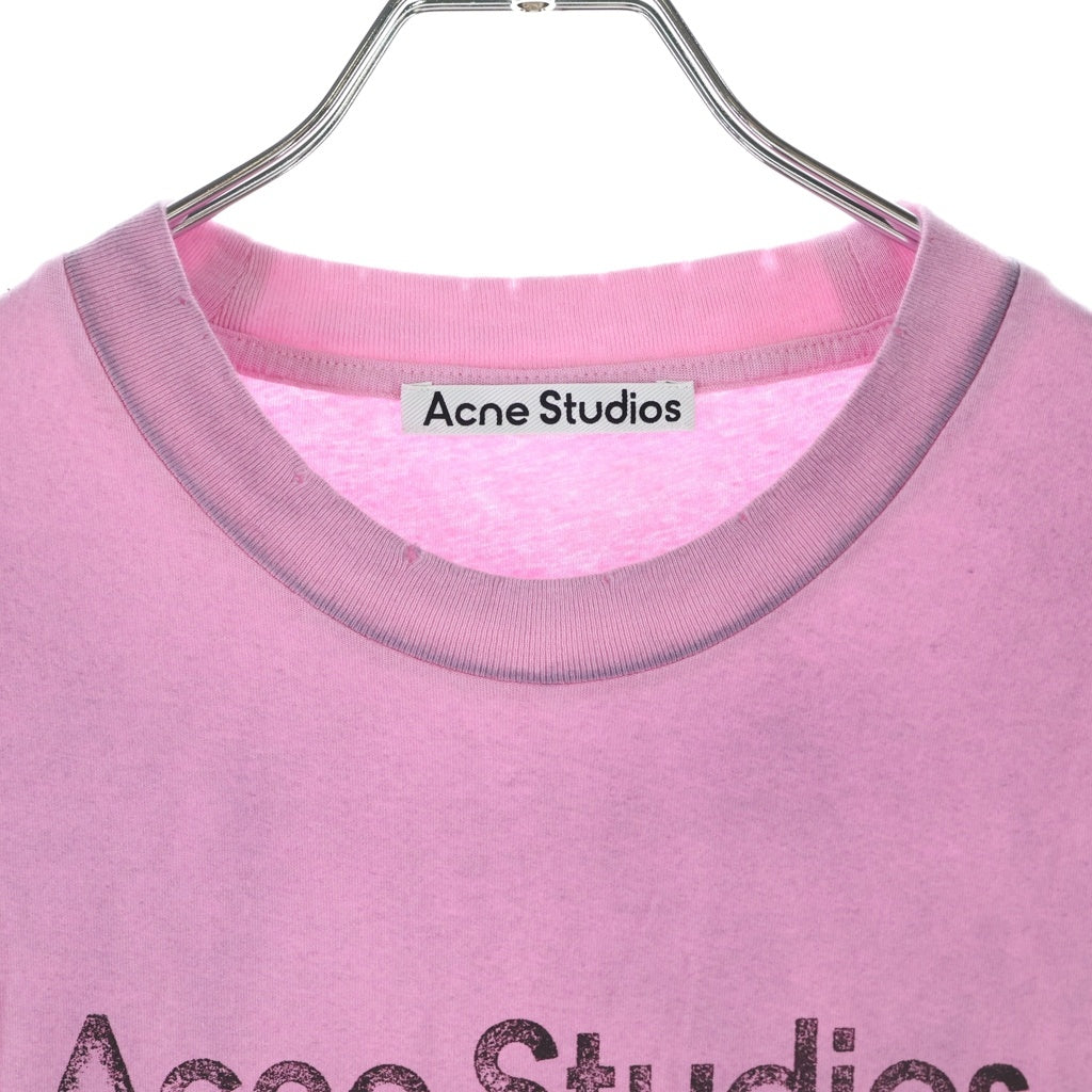Acne Studios(アクネ ストゥディオズ) 1996 フロントロゴプリント 半袖Tシャツ カットソー ピンク FN-UX-TSHI000013