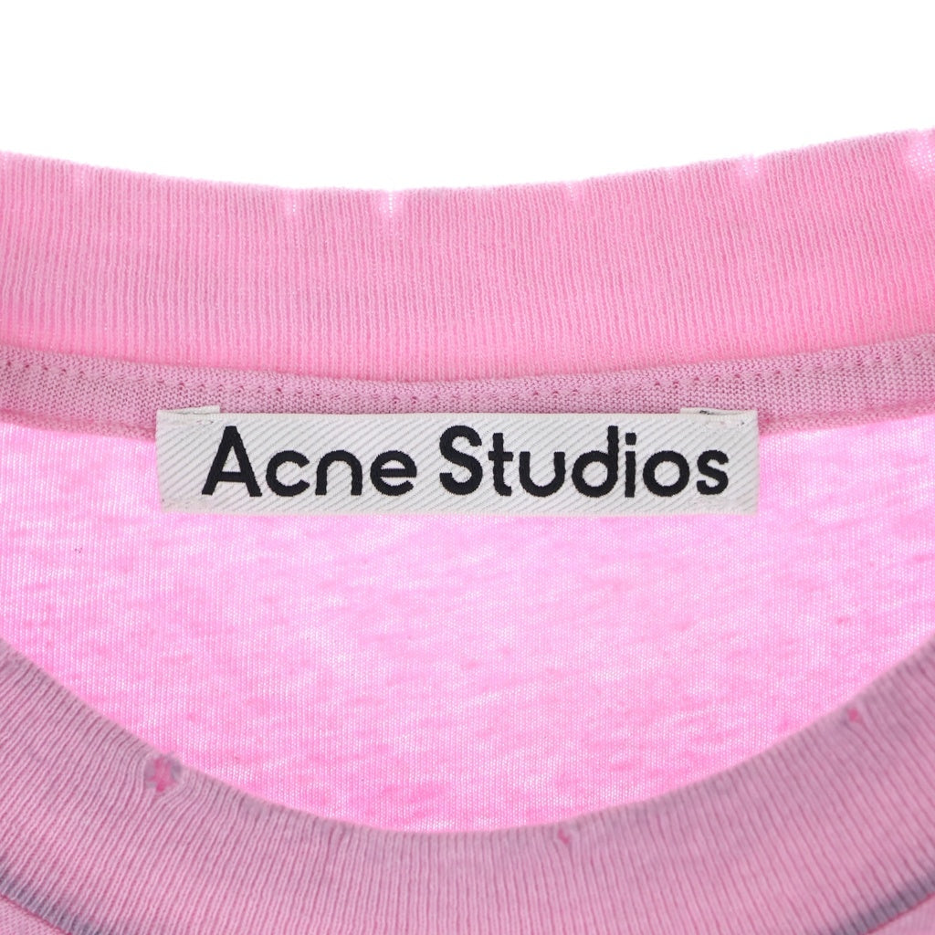 Acne Studios(アクネ ストゥディオズ) 1996 フロントロゴプリント 半袖Tシャツ カットソー ピンク FN-UX-TSHI000013