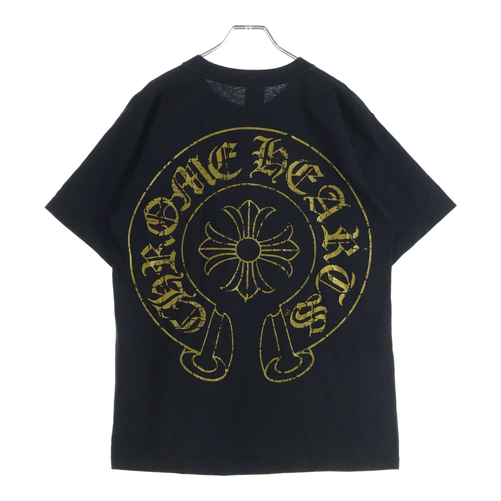 CHROME HEARTS(クロムハーツ) OLD CHプラス バックホースシュープリント 半袖Tシャツ カットソー ブラック