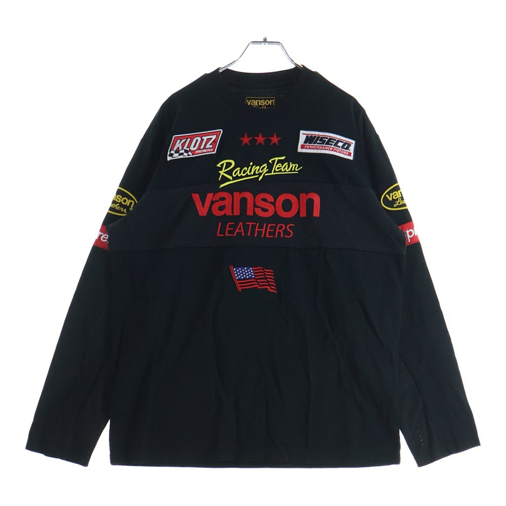 SUPREME(シュプリーム) 26SS ×Vanson Leathers L/S Top バンソンレザー 刺繍デザイン 長袖Tシャツ ロンT カットソー ブラック