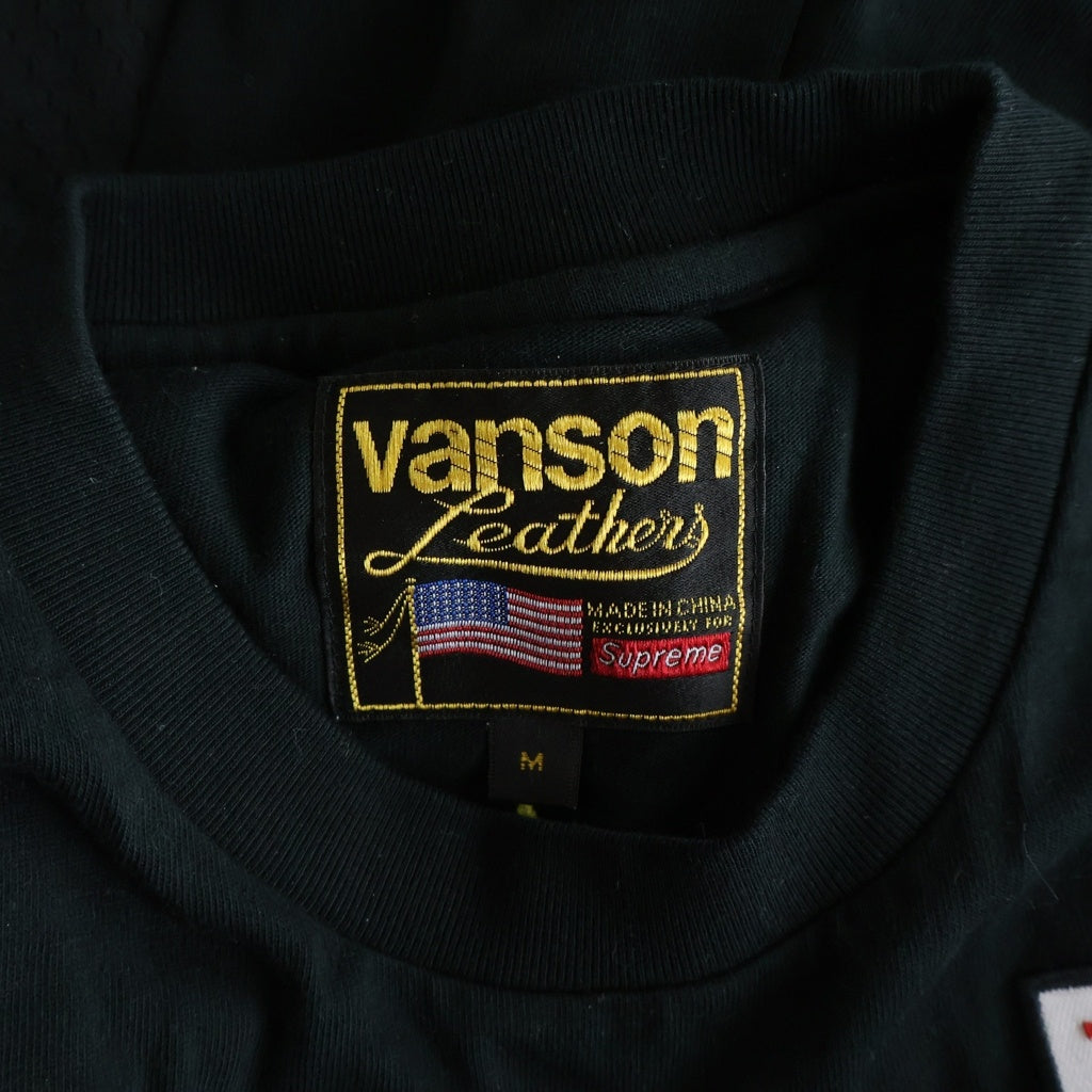 SUPREME(シュプリーム) 26SS ×Vanson Leathers L/S Top バンソンレザー 刺繍デザイン 長袖Tシャツ ロンT カットソー ブラック