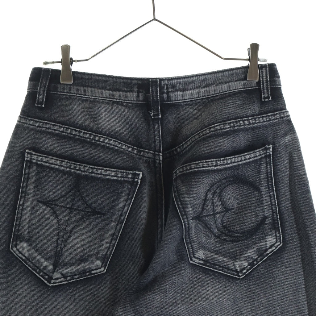 THUG CLUB(サグクラブ) DOUBLE KNEE DAMAGE SHORTS ダブルニー ダメージデニムショーツ ブラック TC24PT0302