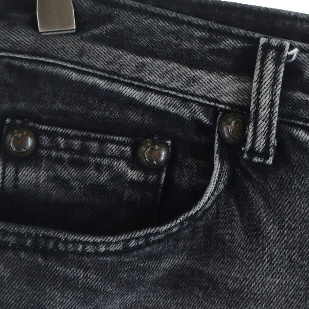 THUG CLUB(サグクラブ) DOUBLE KNEE DAMAGE SHORTS ダブルニー ダメージデニムショーツ ブラック TC24PT0302
