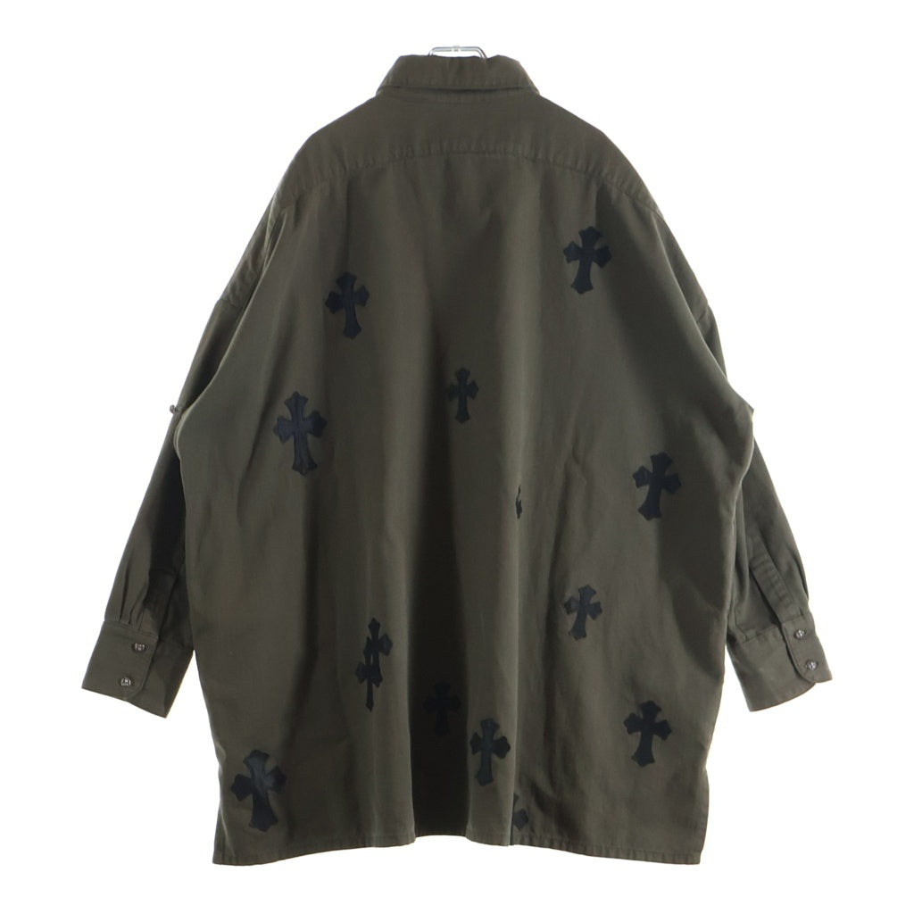 CHROME HEARTS(クロムハーツ) Y NOT MAHAL KITA ワイノット マハルキタ クロスパッチ クロスボールボタン 長袖シャツ カーキ/ブラック