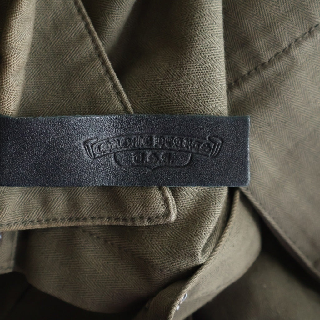 CHROME HEARTS(クロムハーツ) Y NOT MAHAL KITA ワイノット マハルキタ クロスパッチ クロスボールボタン 長袖シャツ カーキ/ブラック