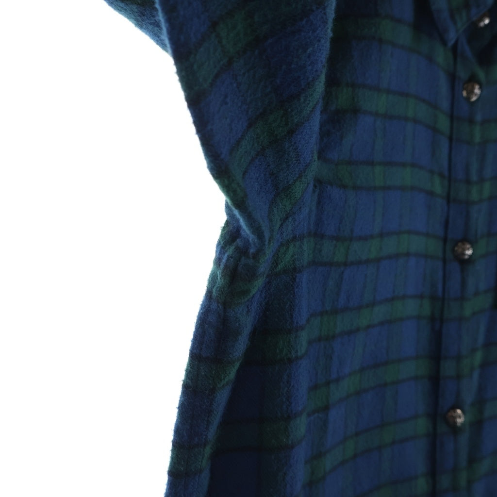 CHROME HEARTS(クロムハーツ) Y NOT Loose Ends Check Shirt ワイノット ルーズエンド 長袖チェックシャツ グリーン レディース