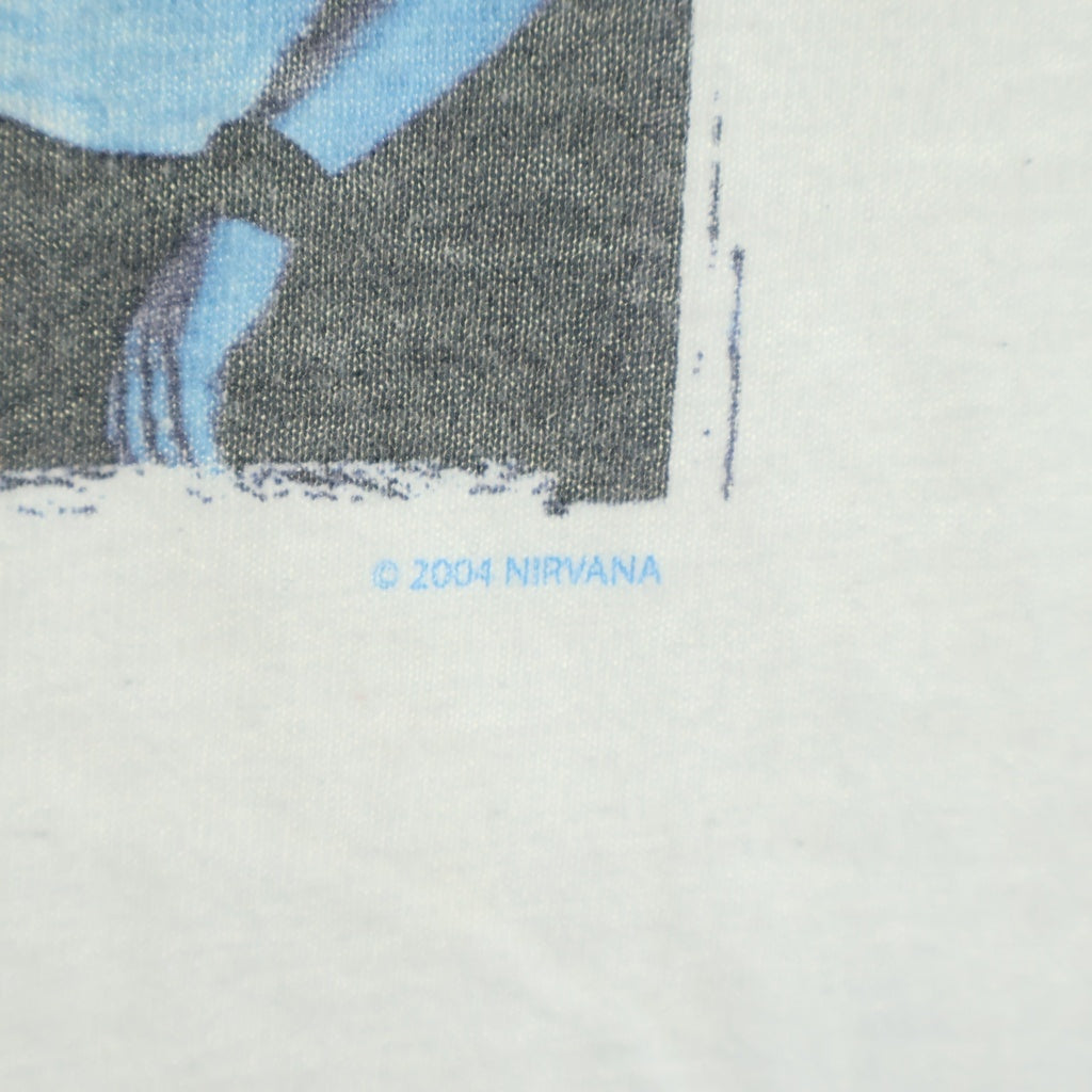 VINTAGE(ヴィンテージ) 00s NIRVANA BLUE BAR TEE ニルヴァーナ カートコバーン フロントプリント半袖Tシャツ カットソー ホワイト