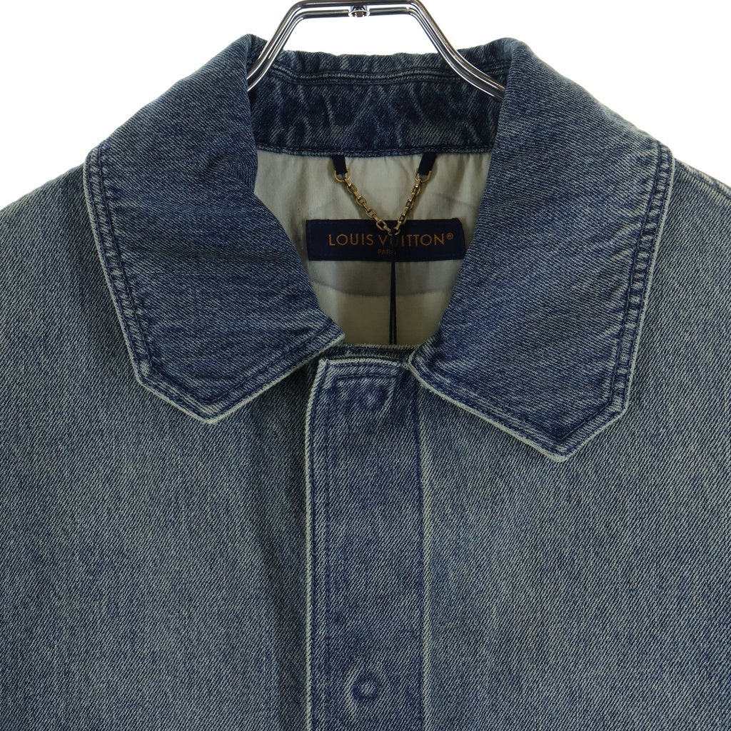 LOUIS VUITTON(ルイヴィトン) 23AW MONOGRAM DENIM WORK SS SHIRT RM232Q Y38 HOS46W モノグラム切り替え 半袖デニムシャツ ブルー