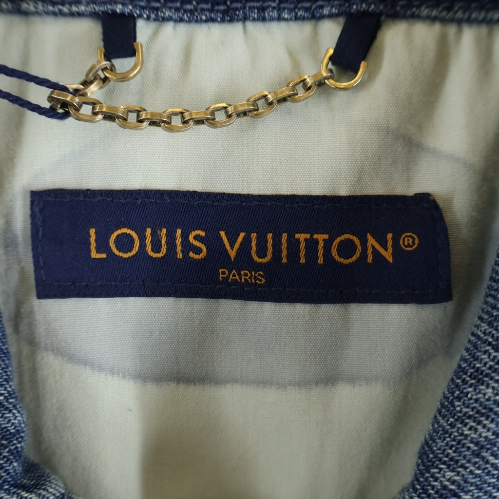 LOUIS VUITTON(ルイヴィトン) 23AW MONOGRAM DENIM WORK SS SHIRT RM232Q Y38 HOS46W モノグラム切り替え 半袖デニムシャツ ブルー