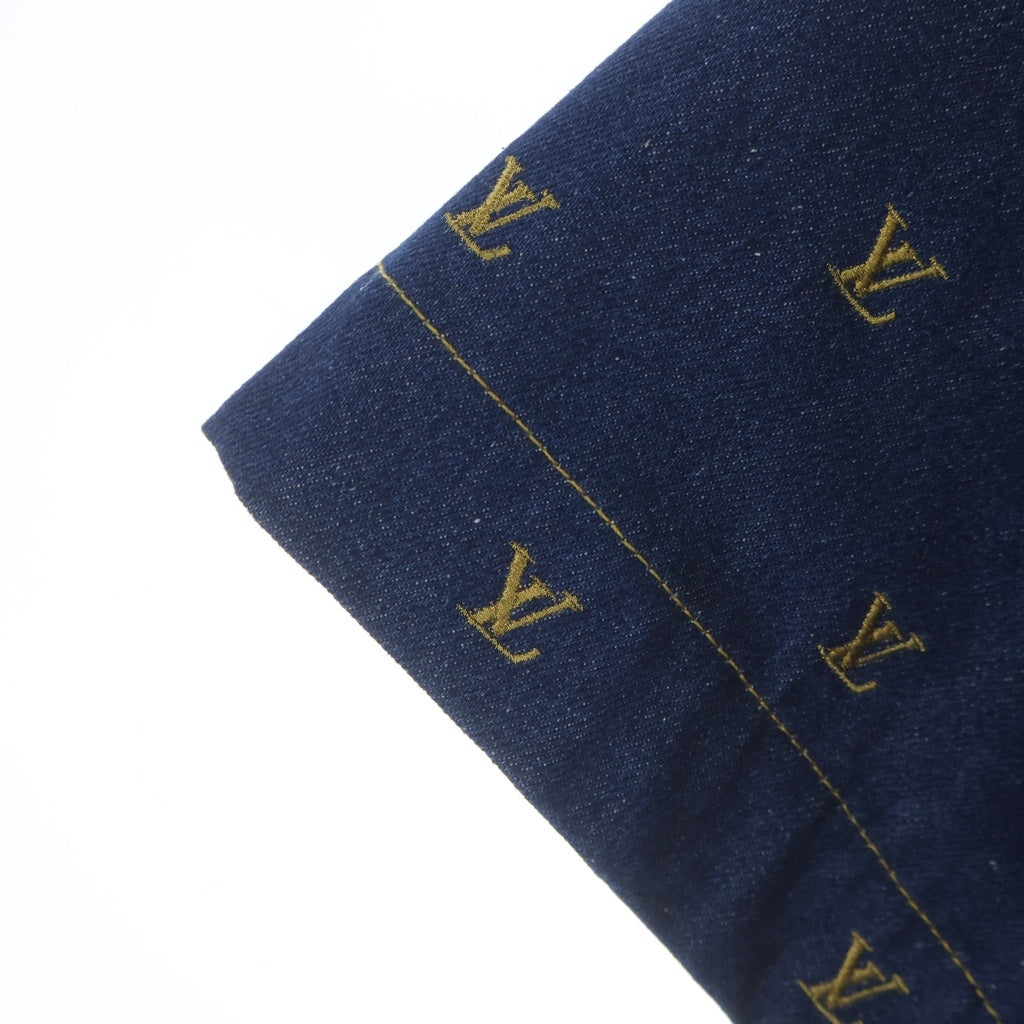 LOUIS VUITTON(ルイヴィトン) 24SS EMBROIDERY LV DENIM SHORT SS SHIRT RM241 JX1 HQS90W LVロゴ刺繍 シグネチャーデニム半袖シャツ ブルー