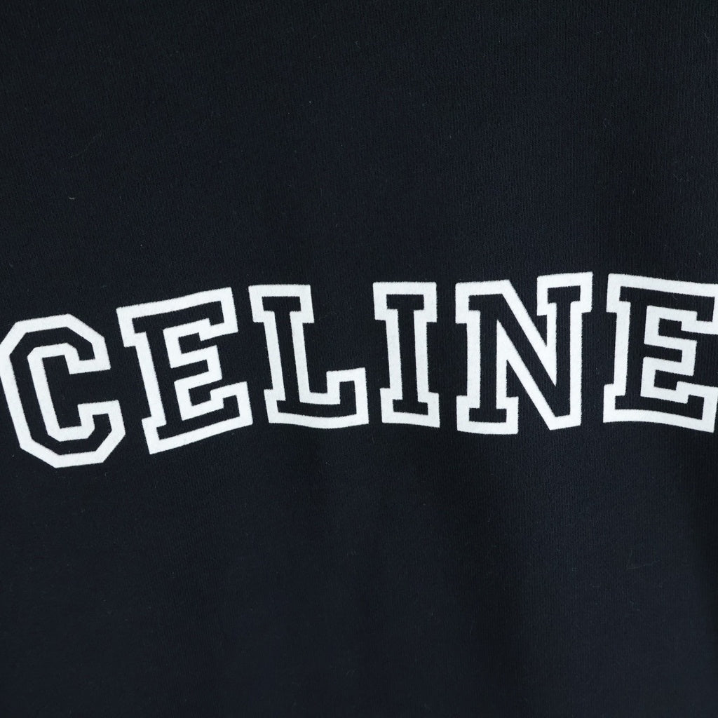 CELINE(セリーヌ) OVERSIZED HOODIE オーバーサイズ ロゴデザイン フーデッド スウェット パーカー ブラック RY07W670Q