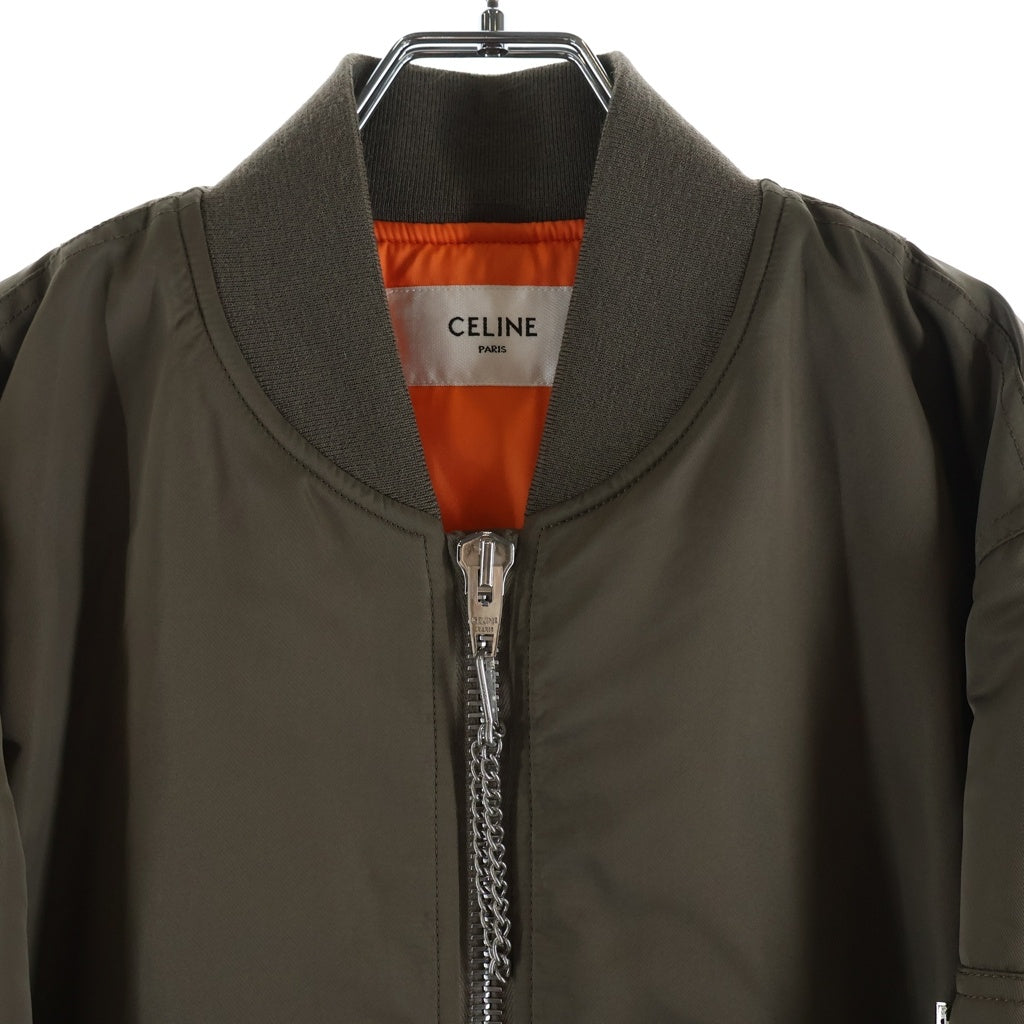 CELINE(セリーヌ) バックロゴ ナイロンツイル ボンバージャケット ブラウン 2W4268896E