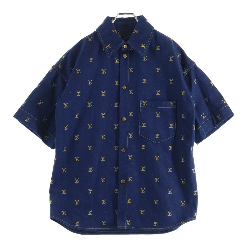LOUIS VUITTON(ルイヴィトン) 24SS エンブロイダードシグネチャーショートスリーブデニム半袖シャツ インディゴ RM241 JX1 HQS90W 1AFJDS