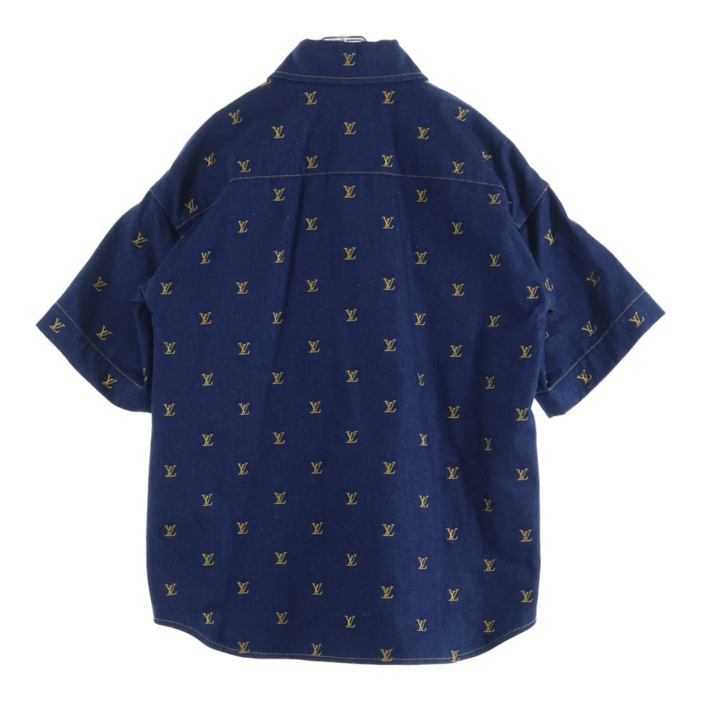 LOUIS VUITTON(ルイヴィトン) 24SS エンブロイダードシグネチャーショートスリーブデニム半袖シャツ インディゴ RM241 JX1 HQS90W 1AFJDS