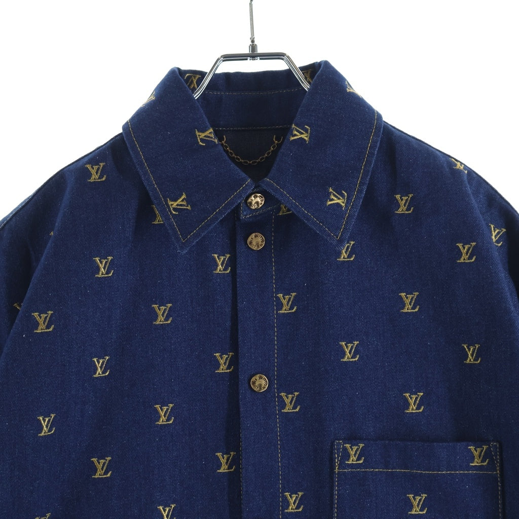 LOUIS VUITTON(ルイヴィトン) 24SS エンブロイダードシグネチャーショートスリーブデニム半袖シャツ インディゴ RM241 JX1 HQS90W 1AFJDS