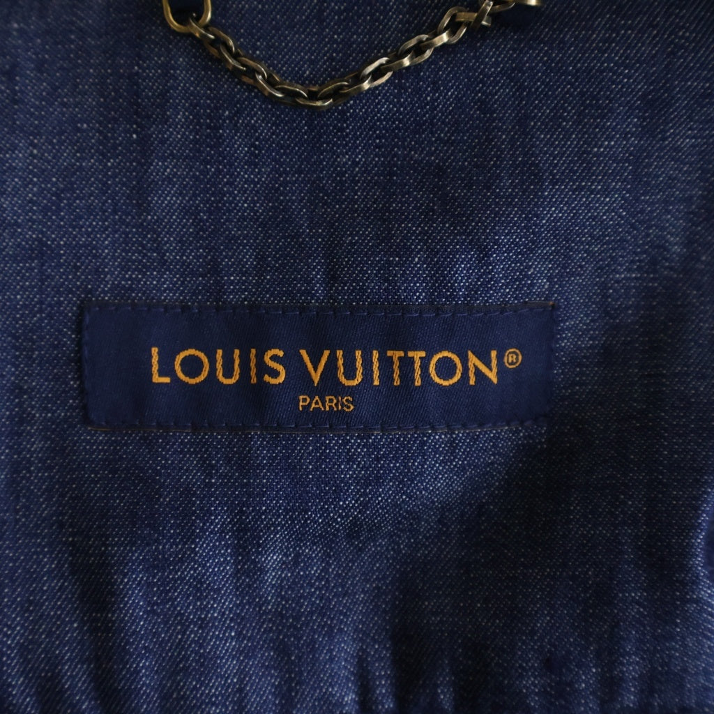 LOUIS VUITTON(ルイヴィトン) 24SS エンブロイダードシグネチャーショートスリーブデニム半袖シャツ インディゴ RM241 JX1 HQS90W 1AFJDS