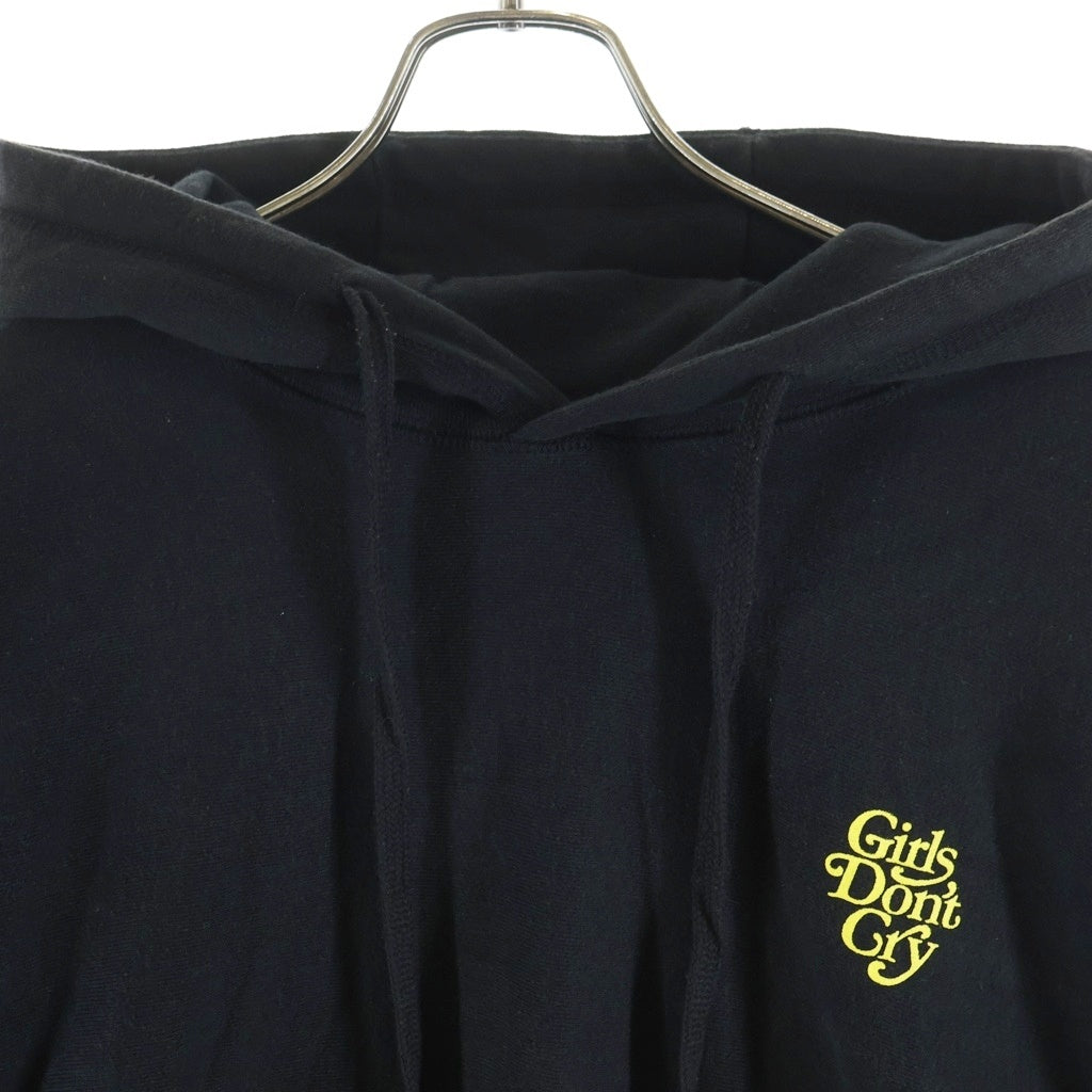 Girls Don't Cry(ガールズドントクライ) LOGO HOODIE 両面ロゴデザイン フーデッド スウェット パーカー ブラック