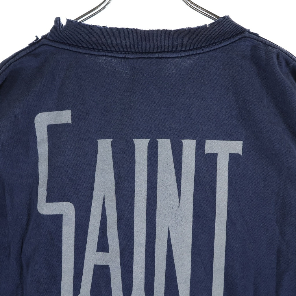 SAINT MICHAEL(セントマイケル) DNF SS TEE FANTASIA フロントデザイン ダメージ加工 クルーネック カットソー 半袖Tシャツ ブルー SM-HR8-0000-C65