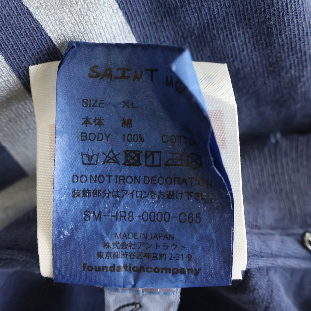 SAINT MICHAEL(セントマイケル) DNF SS TEE FANTASIA フロントデザイン ダメージ加工 クルーネック カットソー 半袖Tシャツ ブルー SM-HR8-0000-C65