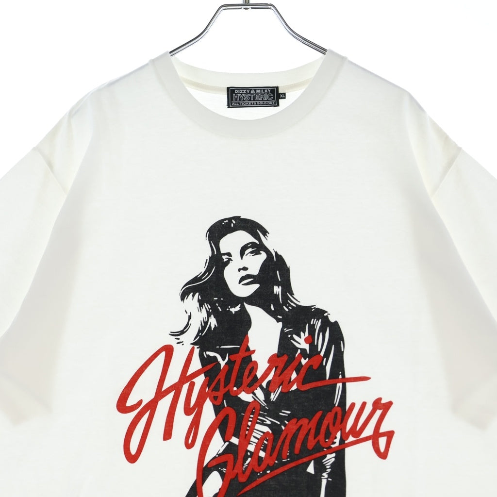 HYSTERIC GLAMOUR(ヒステリックグラマー) 25SS LEATHER WOMAN フロントプリント 半袖Tシャツ カットソー ホワイト 02251CT53