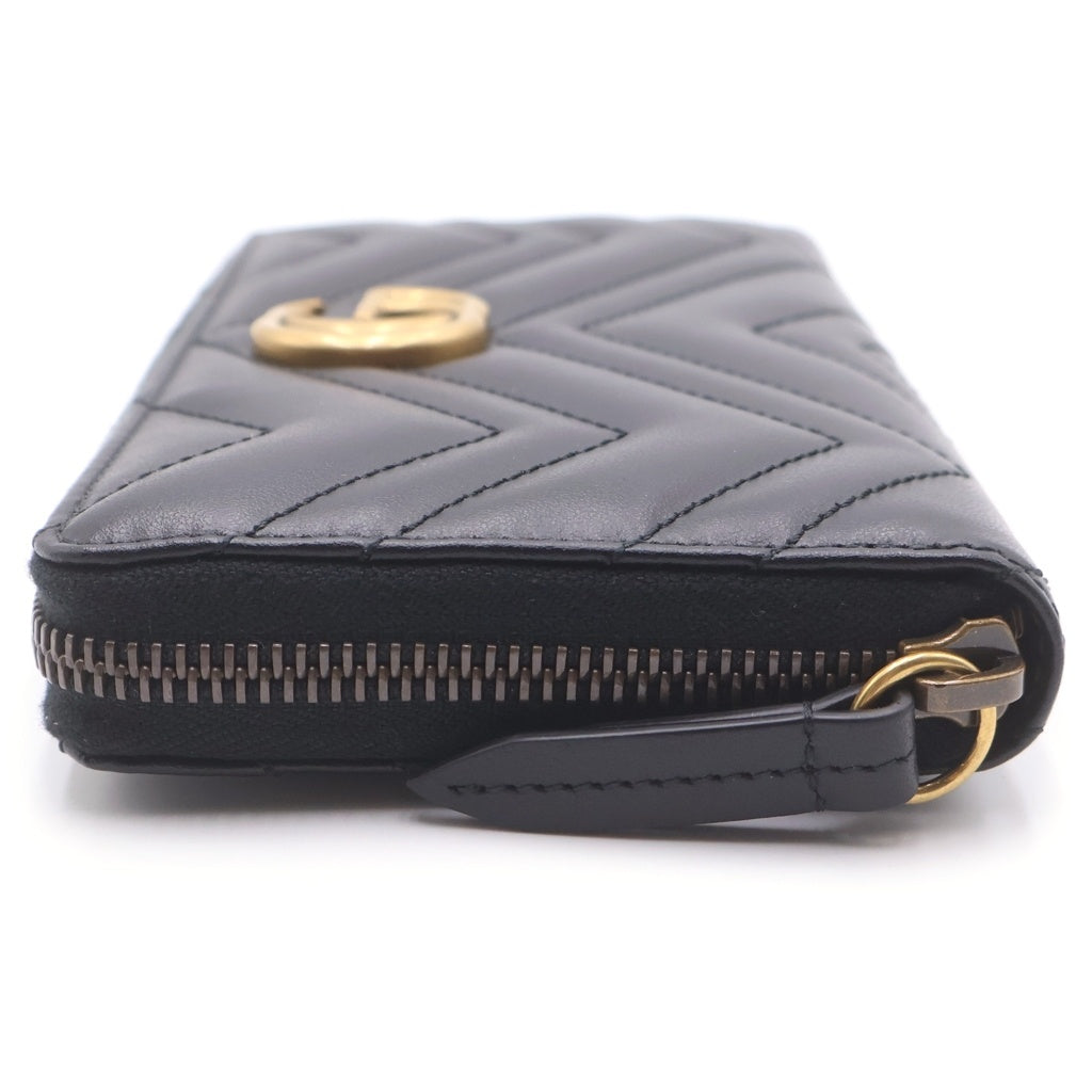 GUCCI(グッチ) GGマーモント ラウンドファスナー レザー長財布 ブラック 443123