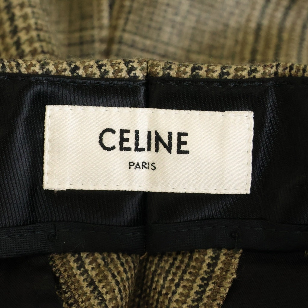 CELINE(セリーヌ) SKATE PANTS PRINCE OF WALES CHECK スケート プリンス オブ ウェールズ チェックパンツ ブラウン 2P555983N
