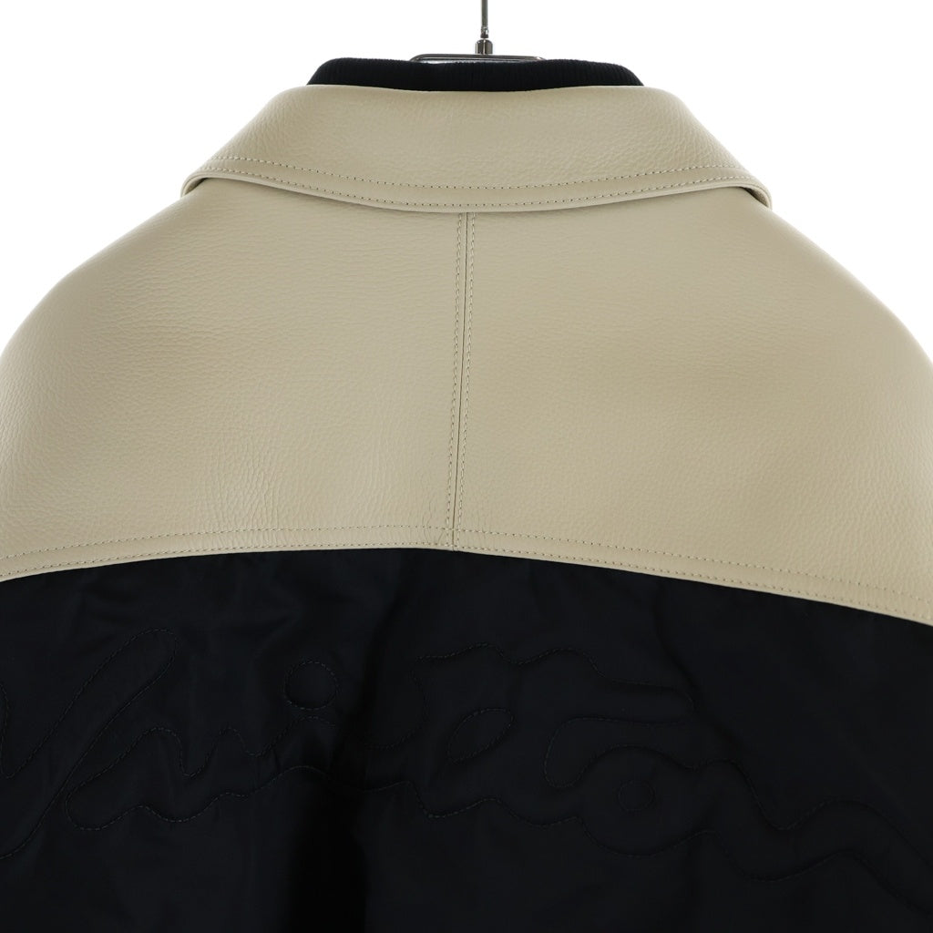 LOUIS VUITTON(ルイヴィトン) 24SS シグネチャーロゴ レザー切り替え スタジアムジャンパー ブラック/ホワイト RM241M BQV HQL02E