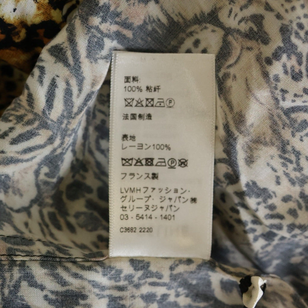 CELINE(セリーヌ) 22SS レオパード柄 開襟 半袖総柄シャツ ブラウン 2C517251S