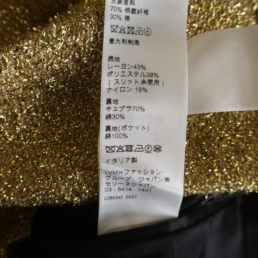 CELINE(セリーヌ) METALLIC TWEED メタリックツイード チェスターコート ゴールド 2M915292S