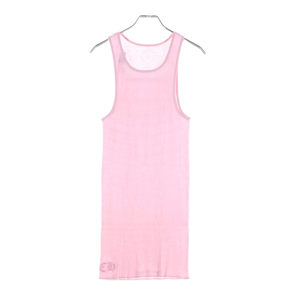 CHROME HEARTS タンクトップ ピンク 18MO CHROME HEARTS(クロムハーツ) RIB TANK ネックロゴプリント ロング