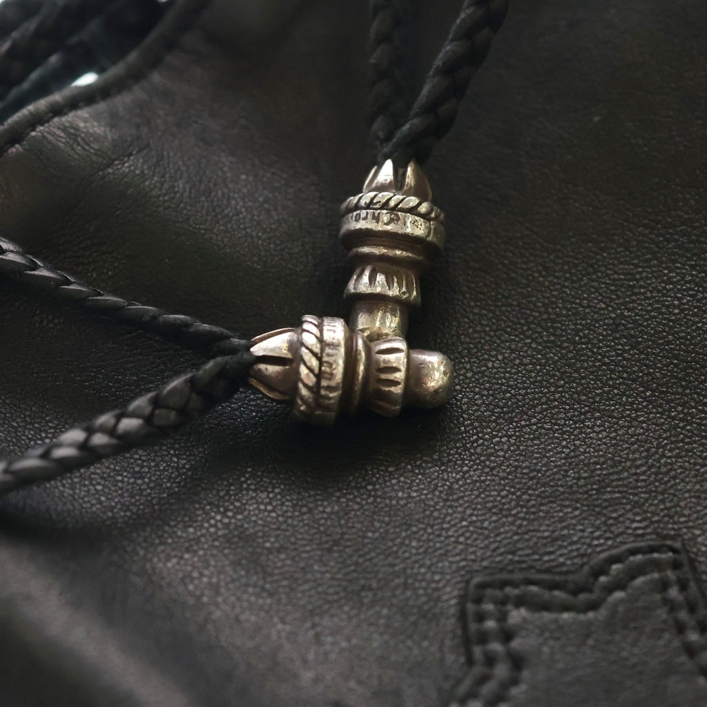 CHROME HEARTS(クロムハーツ) DRW STRNG SACK CRS PATCH クロスパッチドローストリングサックレザー巾着ハンドバッグ