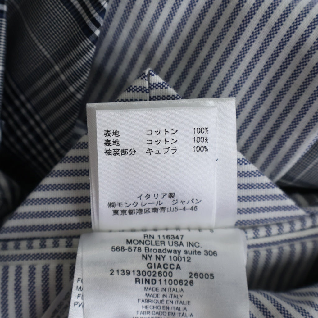 MONCLER(モンクレール) GUACCA RIND1100626 テーラードジャケット チェック柄 スナップボタン グレー
